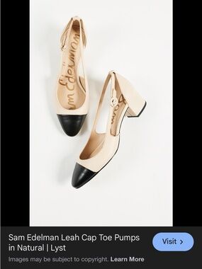 Sam Edelman Two-Tone Beige and Black Cap-Toe Slingback Heels